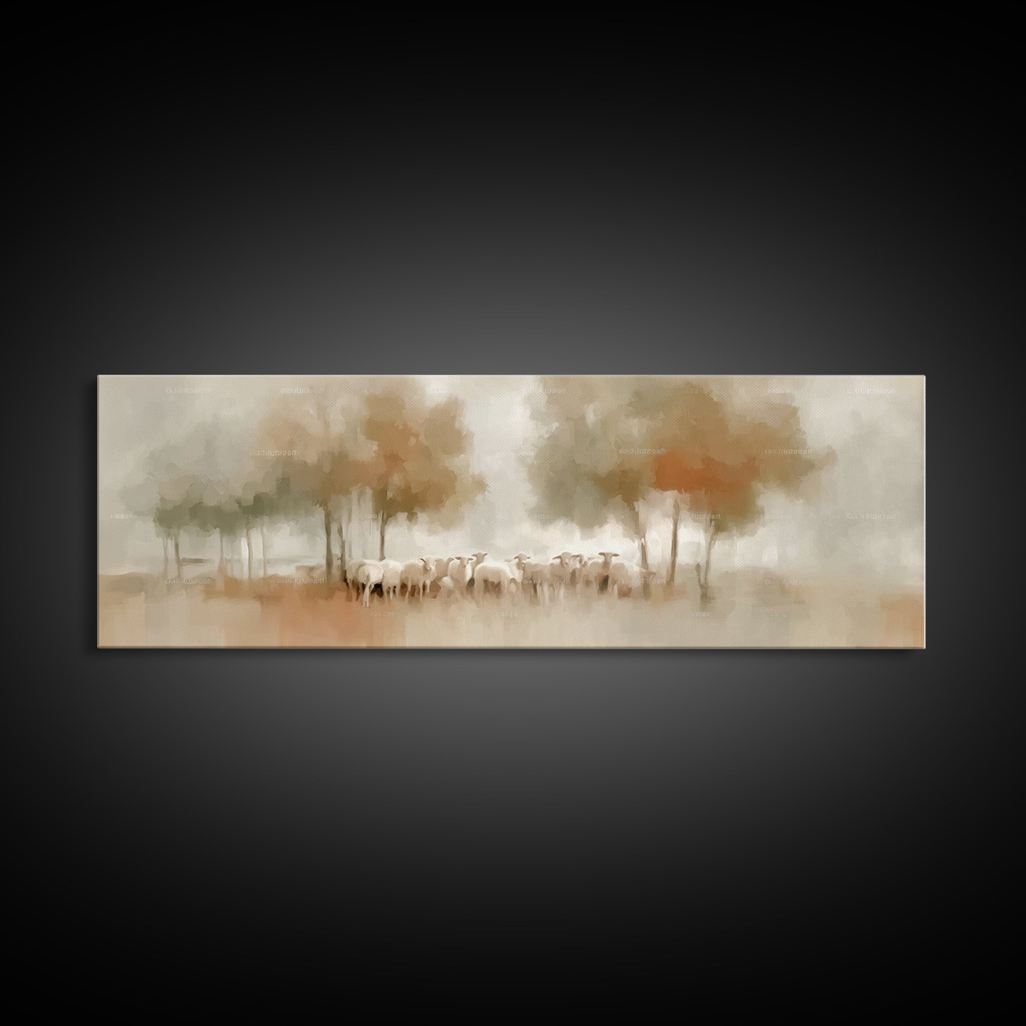 Pastoral Morning Calm – Framed Canvas Print – Panoramic Painting – Christian Art – Jesus Wall Art – Christian Art Print – Christian Decor