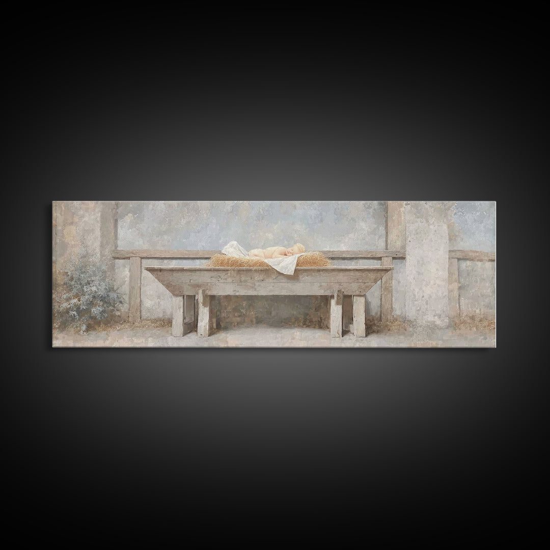 Infant Of Grace | Framed Canvas Print | Extra Wide Art | Christian Art Canvas | Christian Wall Art | Christian Christmas Art | Vintage Chri