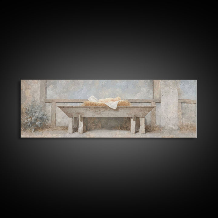 Infant Of Grace | Framed Canvas Print | Extra Wide Art | Christian Art Canvas | Christian Wall Art | Christian Christmas Art | Vintage Chri