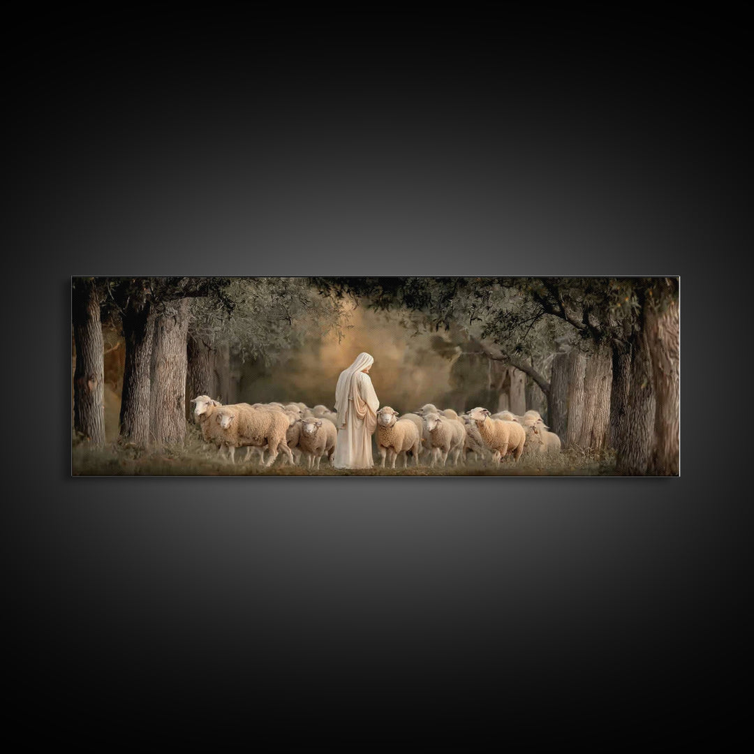 Quiet Grove Calling - Framed Canvas Print - Christian Art Canvas - Christian Wall Art - Jesus Painting - Panoramic Frame - Christian Gift I