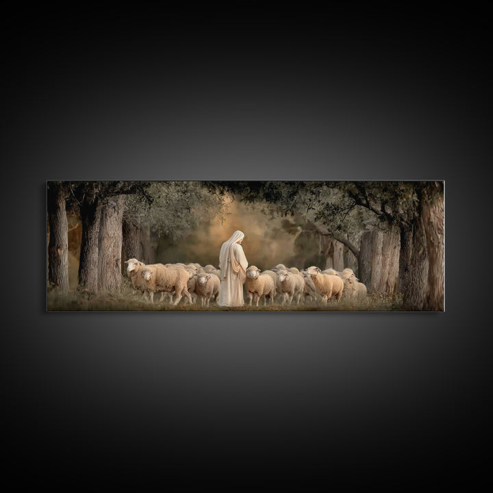 Quiet Grove Calling - Framed Canvas Print - Christian Art Canvas - Christian Wall Art - Jesus Painting - Panoramic Frame - Christian Gift I