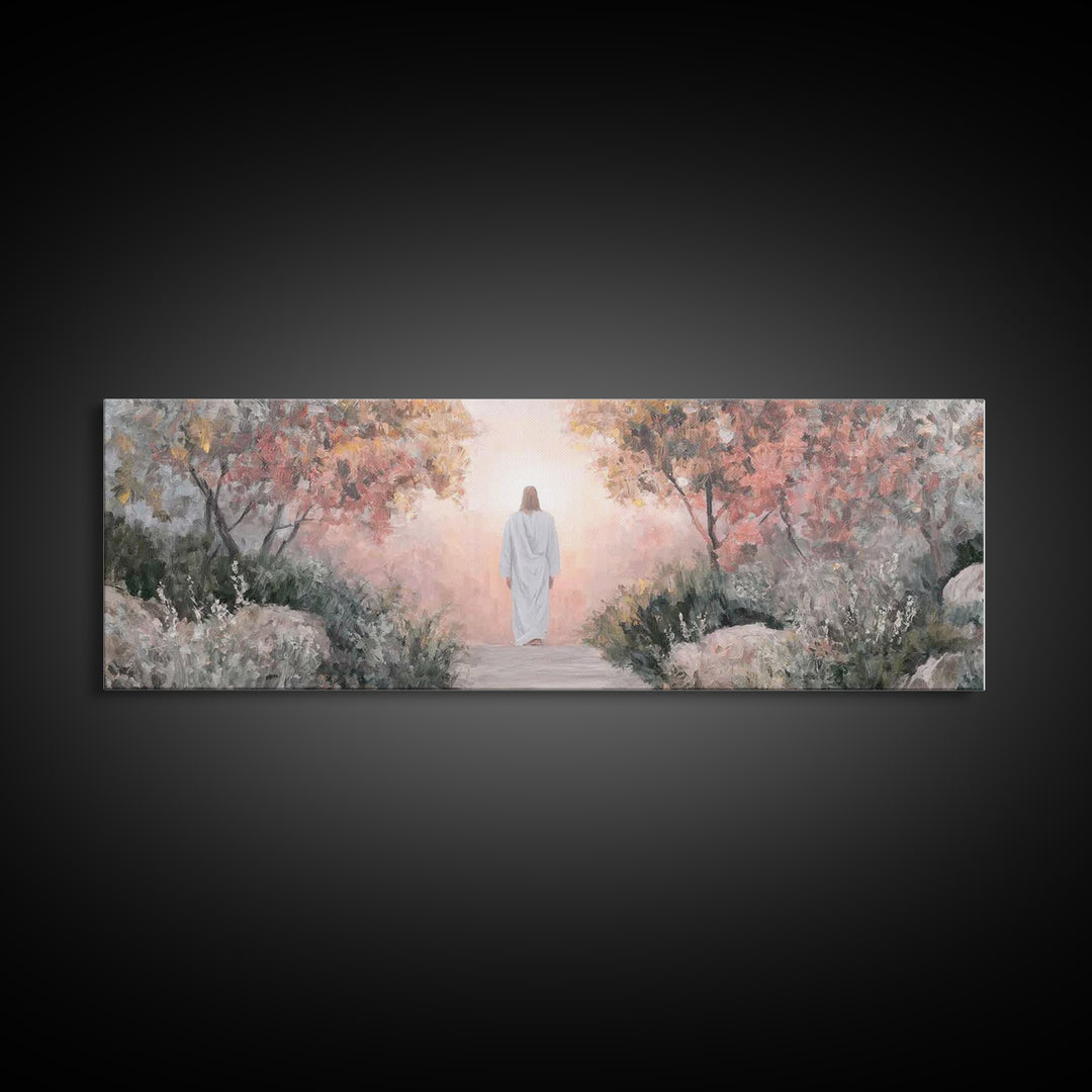 Path Of Light – Framed Canvas Print – Christian Wall Art – Jesus Painting – Panoramic Art – Christian Art Canvas – Christmas Art