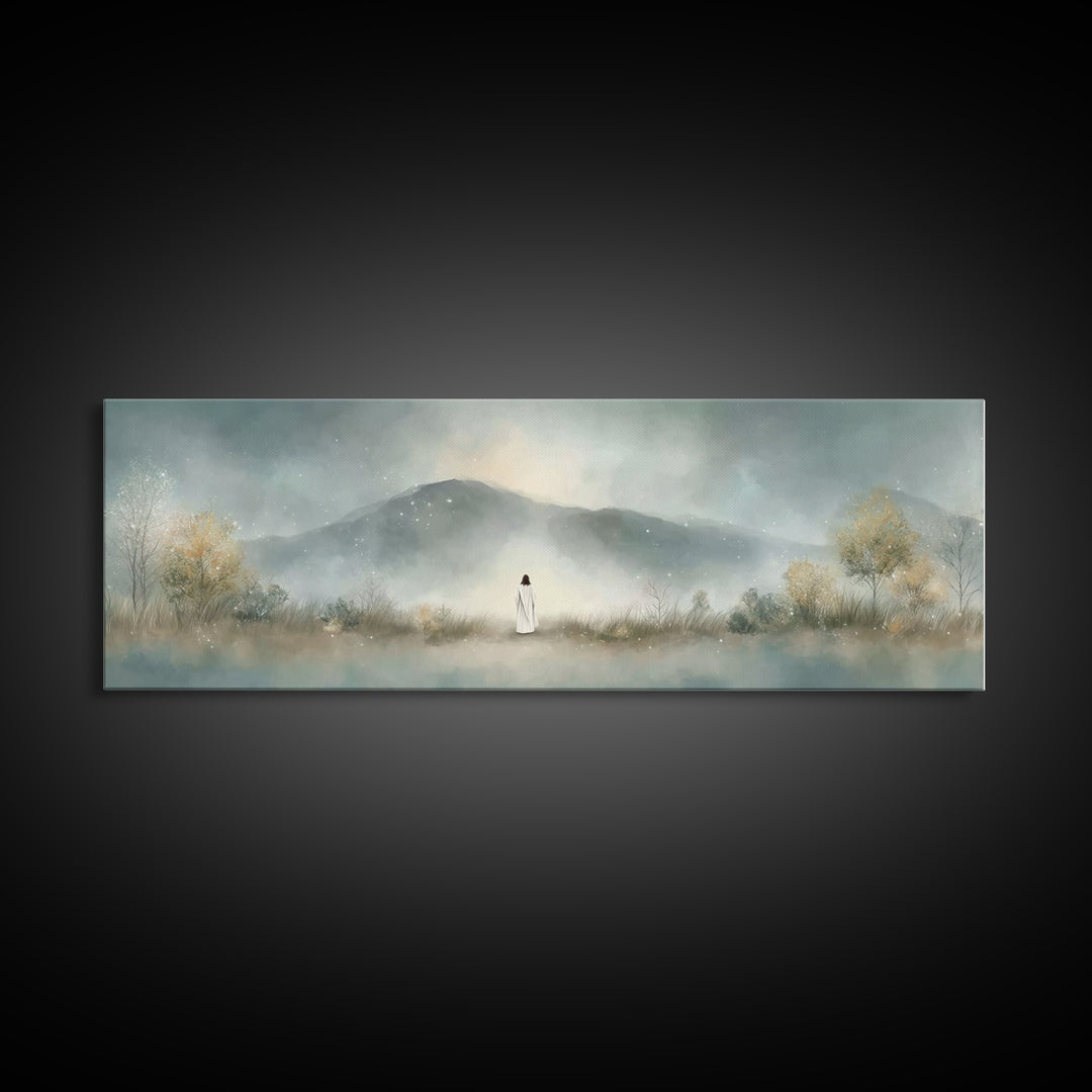 Silent Horizon | Framed Canvas Print | Christian Wall Art | Panoramic Painting | Jesus Canvas Art | Christian Art Canvas | Christmas Art