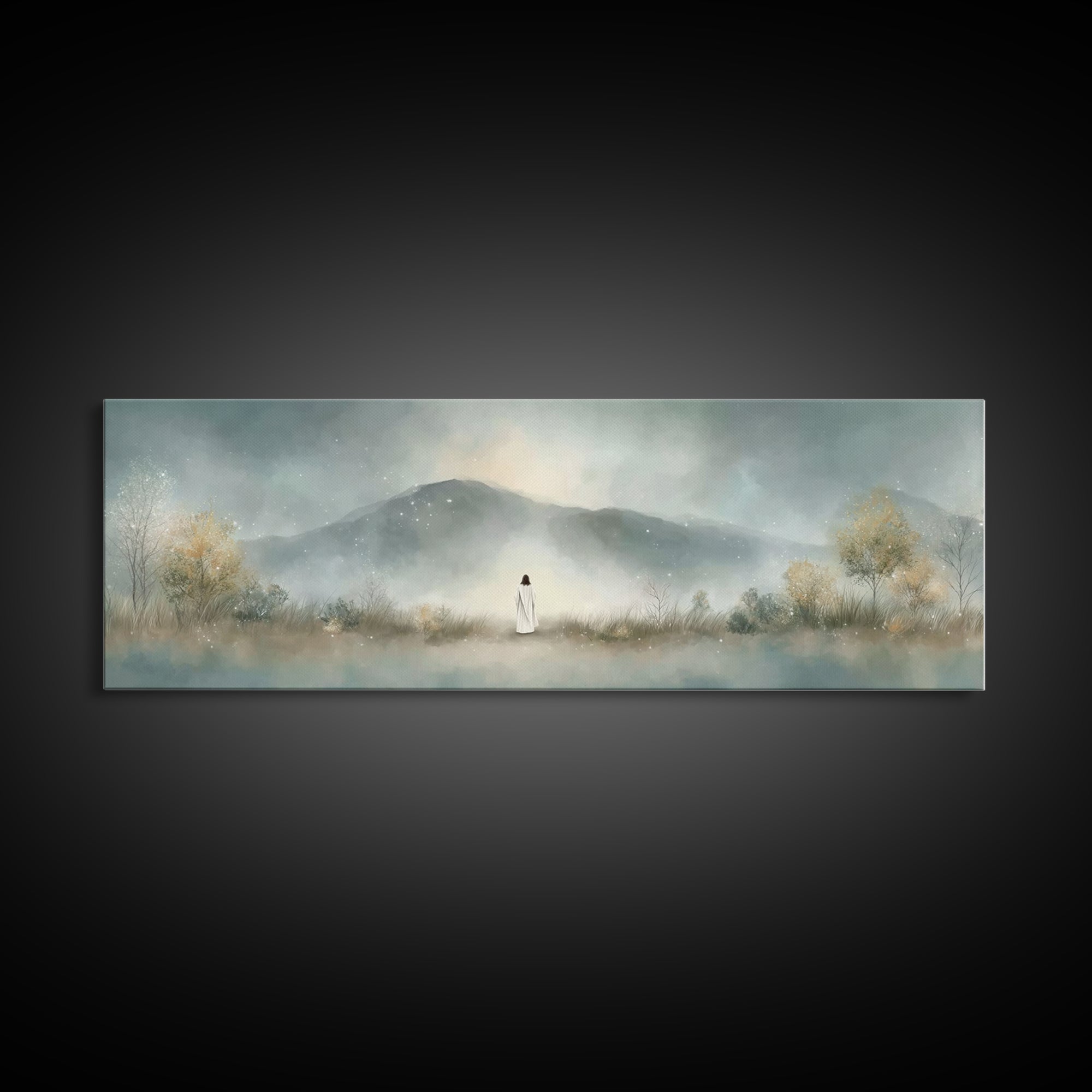 Silent Horizon | Framed Canvas Print | Christian Wall Art | Panoramic Painting | Jesus Canvas Art | Christian Art Canvas | Christmas Art