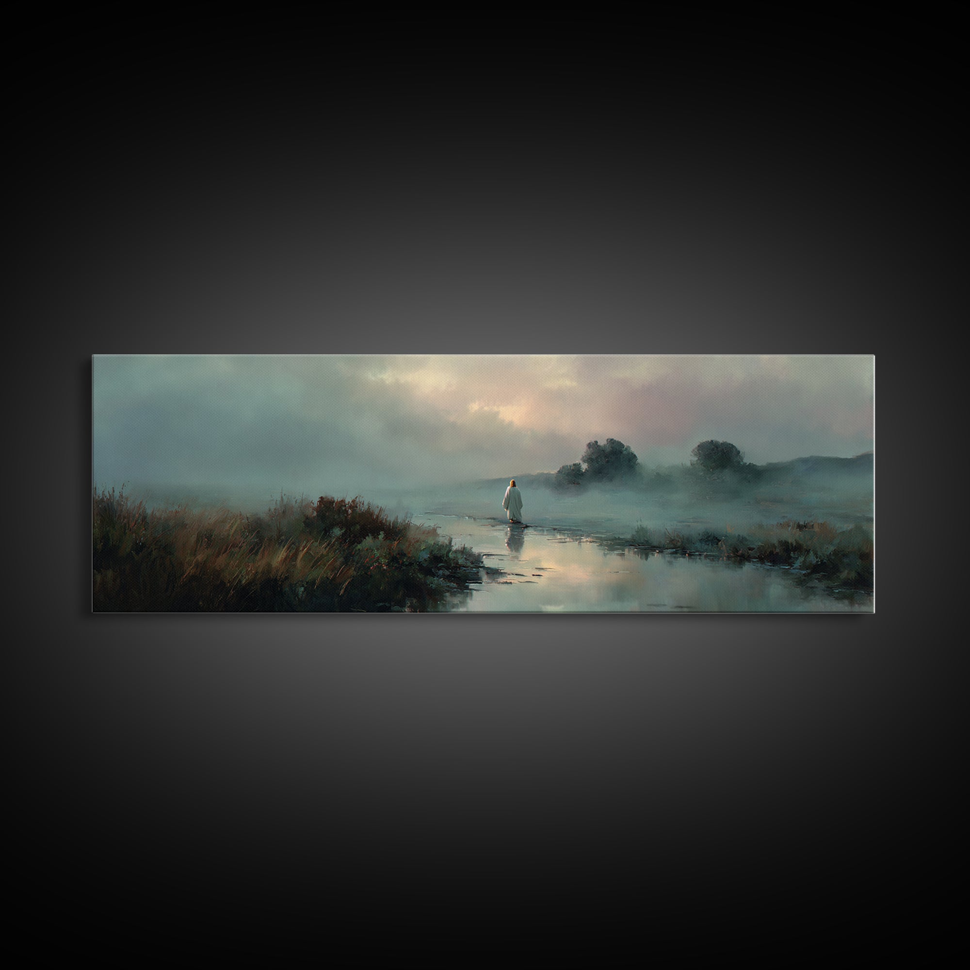 Eternal Meadow – Framed Canvas Print – Christian Art Canvas – Panoramic Frame – Jesus Painting – Christian Wall Art – Christmas Art
