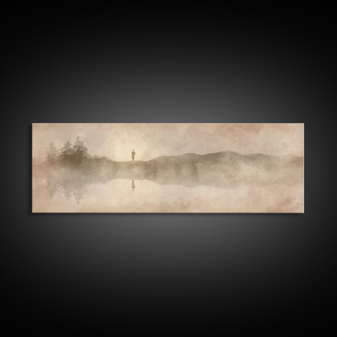 Divine Reflection | Framed Canvas Print | Christian Art Canvas | Jesus Painting | Panoramic Painting | Christian Wall Art | Christmas Art