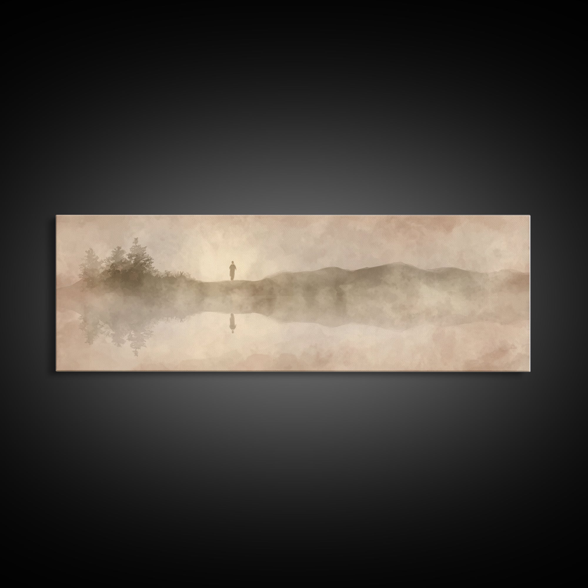 Divine Reflection | Framed Canvas Print | Christian Art Canvas | Jesus Painting | Panoramic Painting | Christian Wall Art | Christmas Art