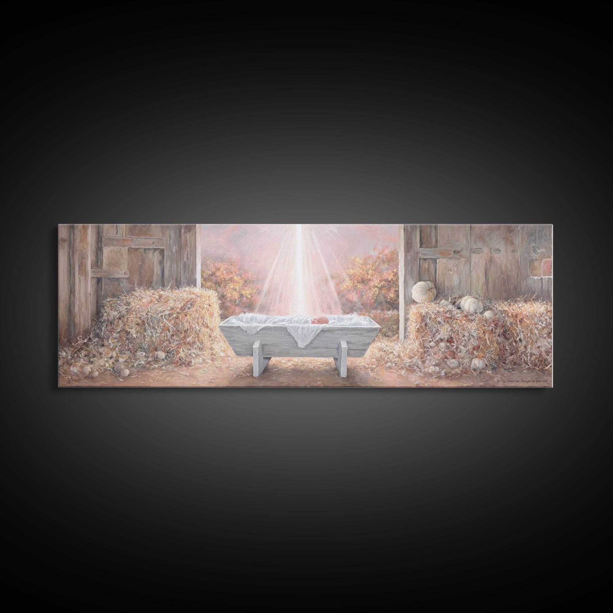 Barn Of Glory – Framed Canvas Print – Panoramic Art – Christian Christmas Art – Christian Wall Art – Christian Art Canvas – Modern Christia