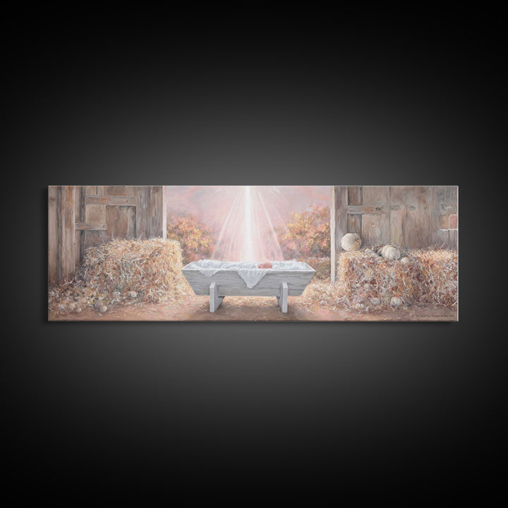 Barn Of Glory – Framed Canvas Print – Panoramic Art – Christian Christmas Art – Christian Wall Art – Christian Art Canvas – Modern Christia