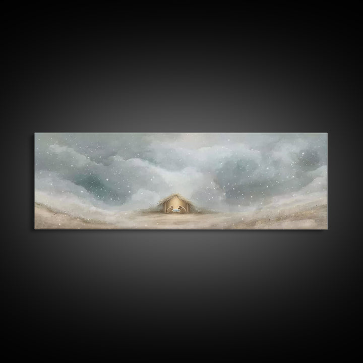 Cave Of Dawn – Framed Canvas Print – Panoramic Painting – Christian Art Canvas – Christmas Art – Christian Wall Art – Christian Christmas D