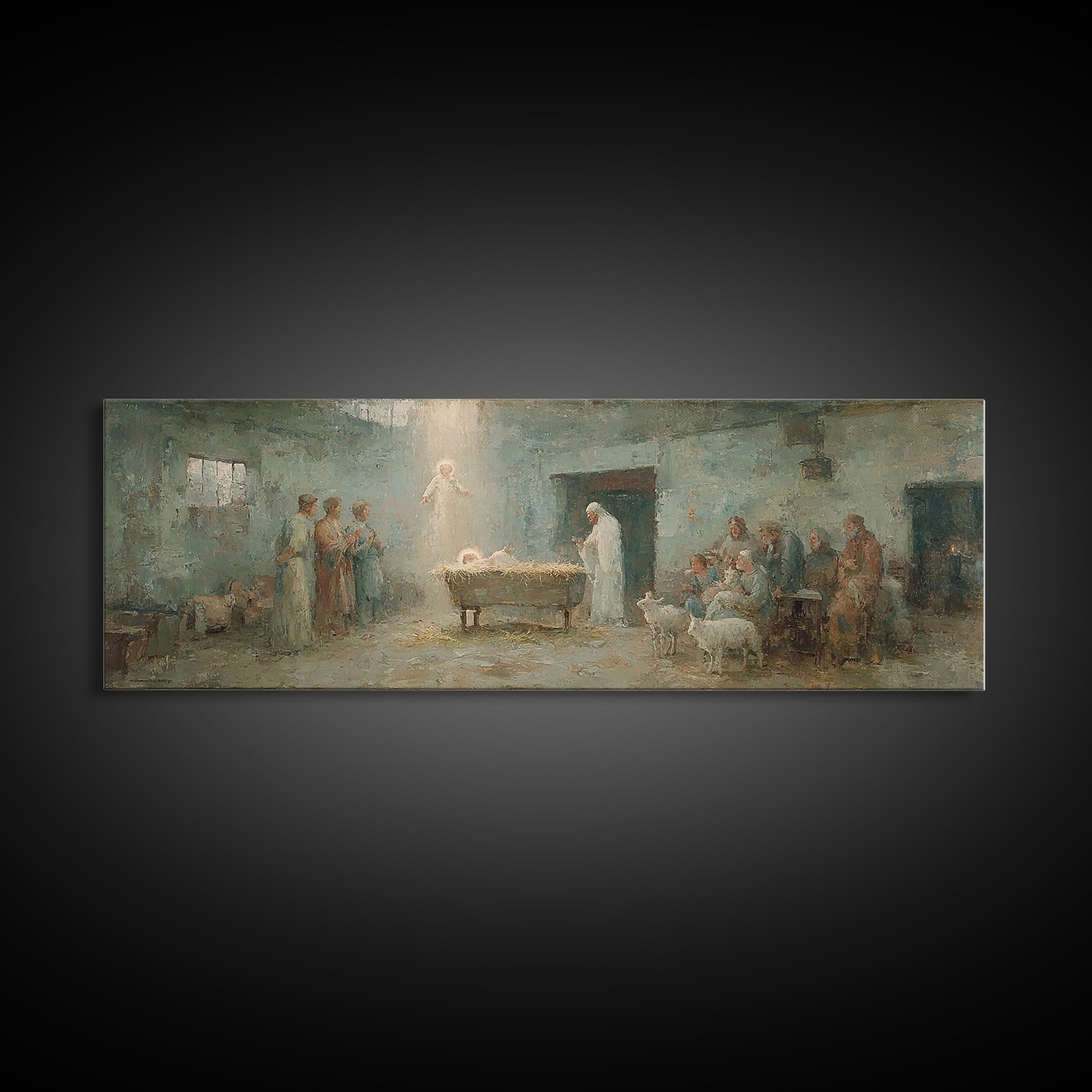 Heaven’s First Hour | Framed Canvas Print | Panoramic Print | Christian Wall Art | Christian Art Canvas | Christian Christmas Art | Christi