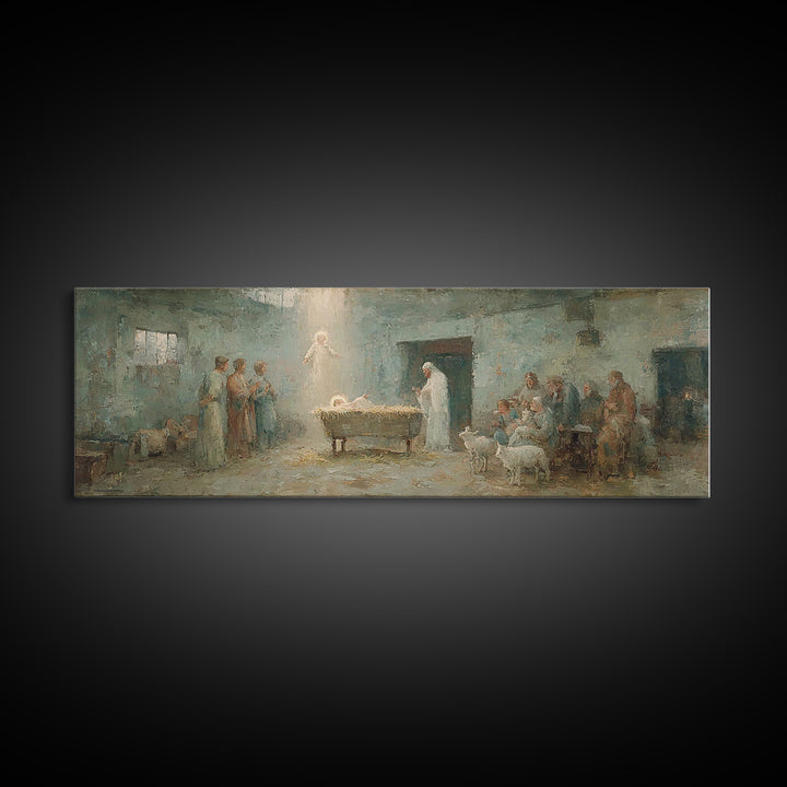 Heaven’s First Hour | Framed Canvas Print | Panoramic Print | Christian Wall Art | Christian Art Canvas | Christian Christmas Art | Christi