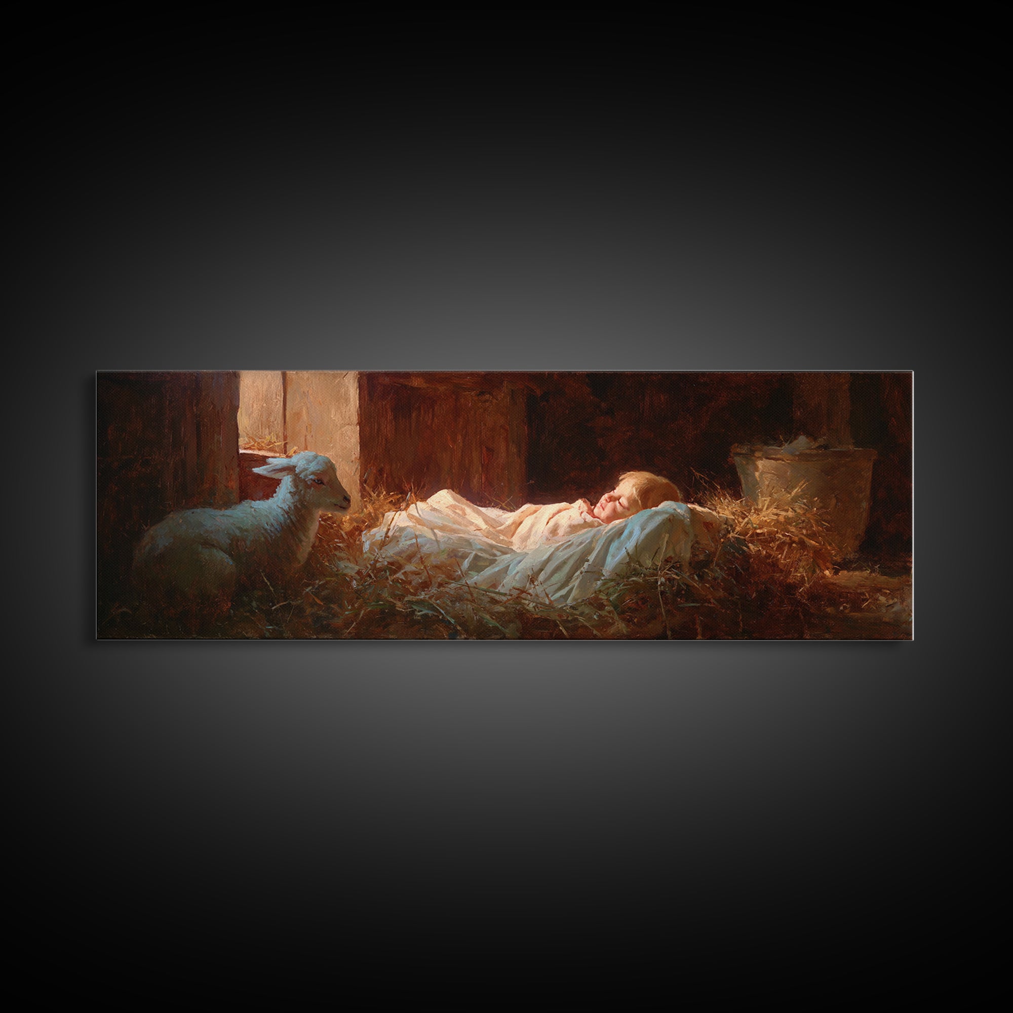 Starborn Hope | Framed Canvas Print | Christian Art Canvas | Panoramic Print | Christian Christmas Art | Jesus Painting