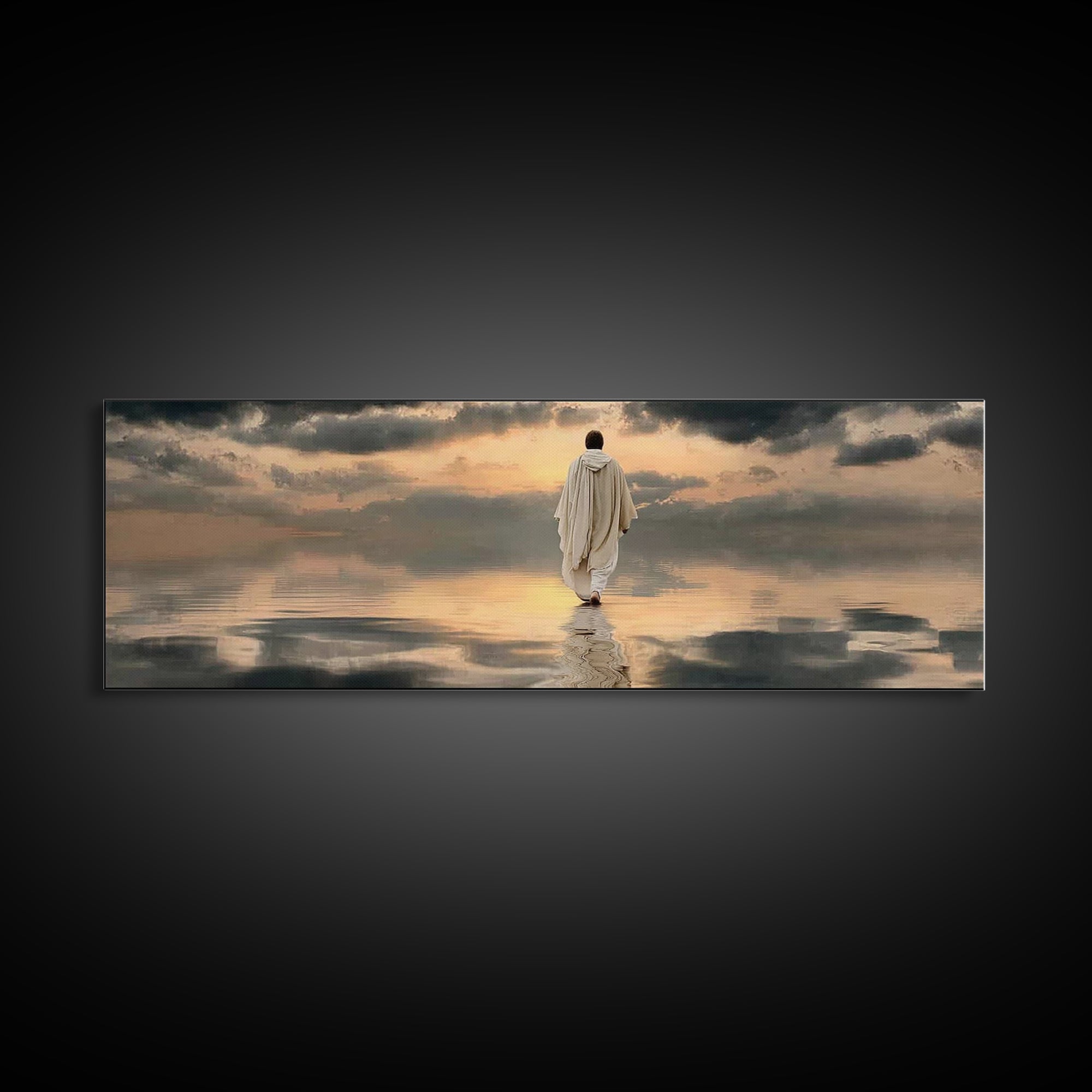 Light Of The Journey – Framed Canvas Print – Panoramic Art – Christian Wall Art – Jesus Painting – Christian Art Canvas – Christian Decor