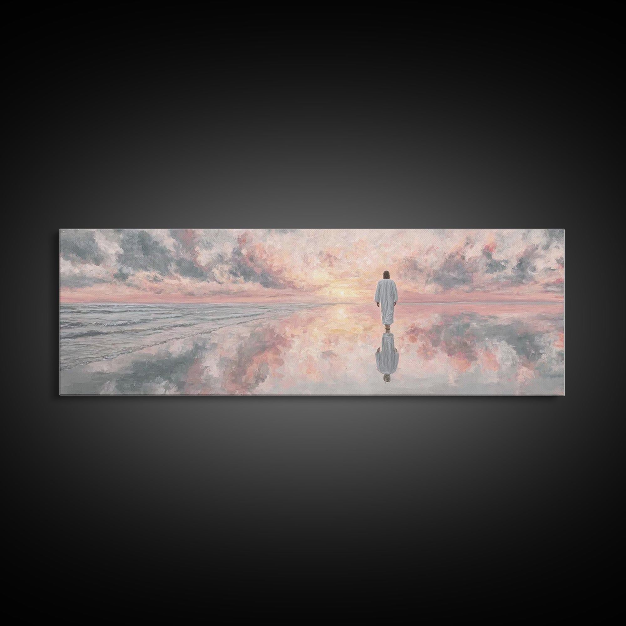 Dawn Of Mercy | Framed Canvas Print | Panoramic Painting | Christian Art | Jesus Painting | Christian Art Canvas | Large Christian Art