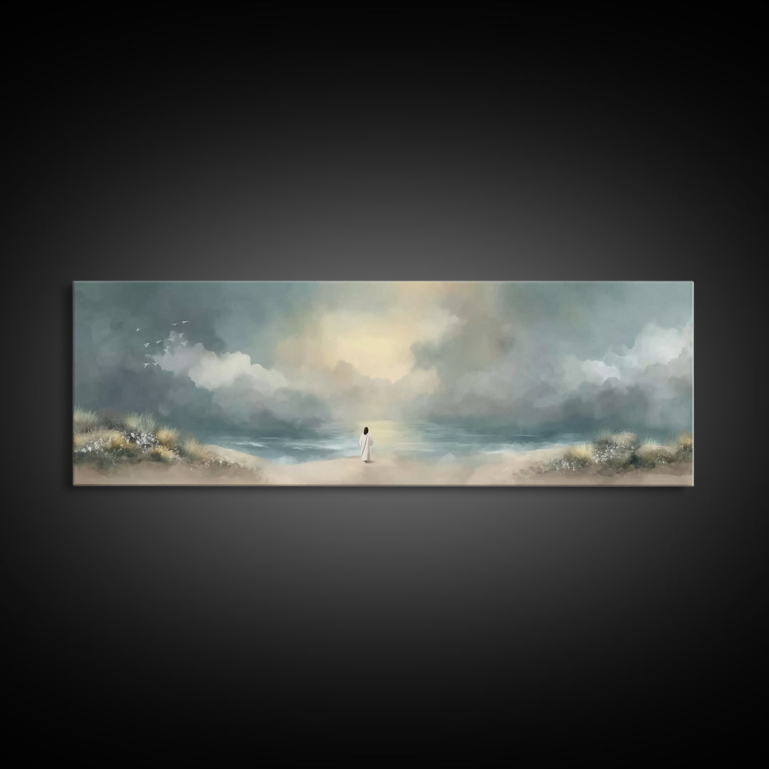 Steps Of Grace | Framed Canvas Print | Panoramic Frame | Christian Art Canvas | Christian Wall Art | Modern Christian Painting | Jesus Art