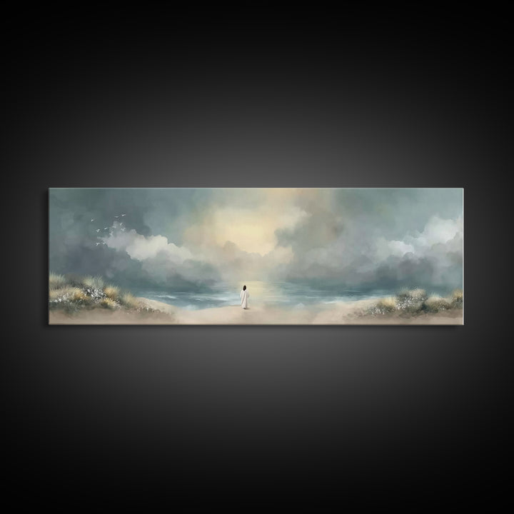 Steps Of Grace | Framed Canvas Print | Panoramic Frame | Christian Art Canvas | Christian Wall Art | Modern Christian Painting | Jesus Art