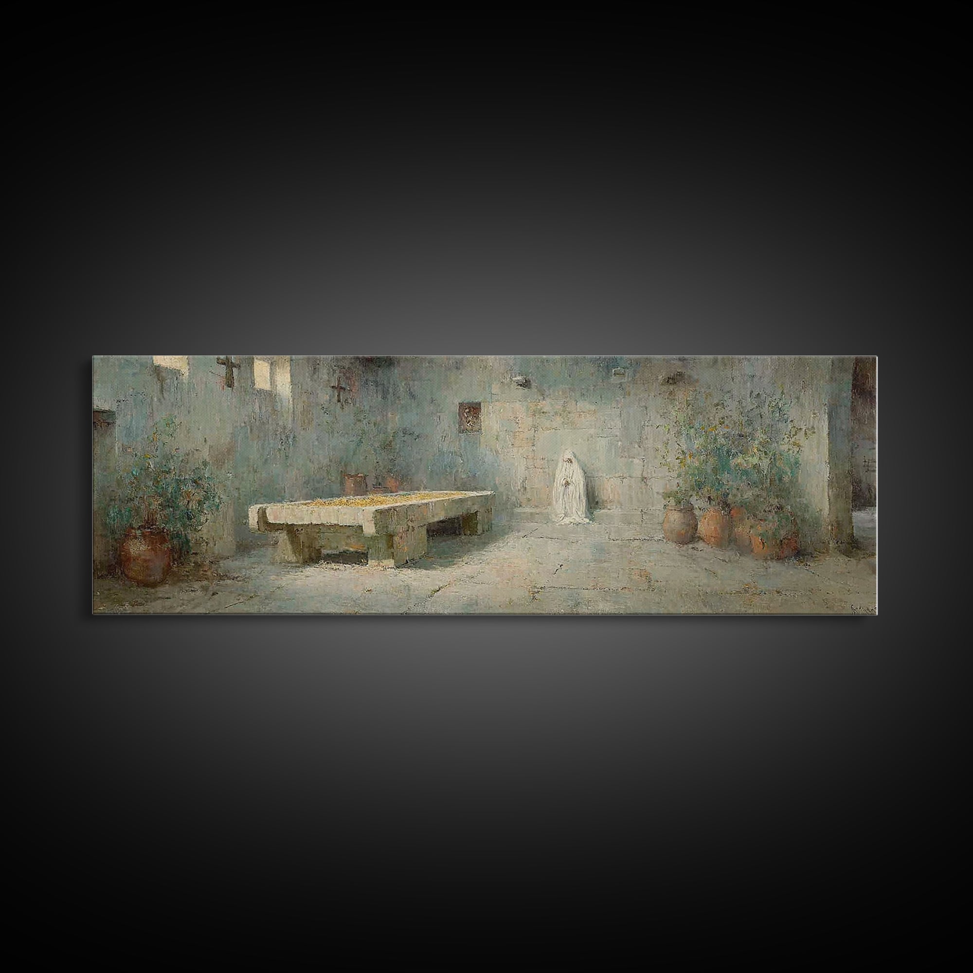 Desert Stillness – Framed Canvas Print – Panoramic Wall Art – Christian Art – Minimalist Christian Art – Christian Art Canvas – Christian D