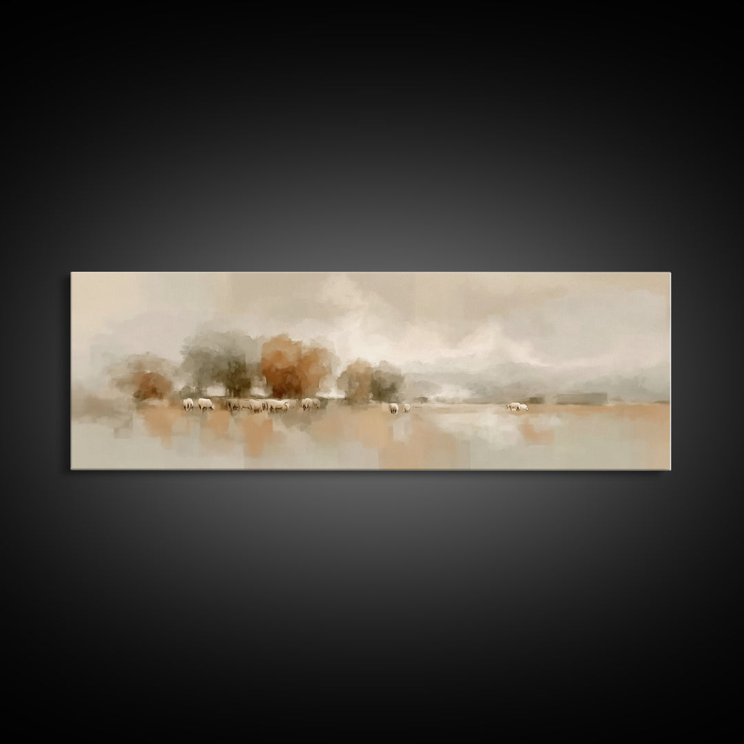 Pasture Of Stillness – Framed Canvas Print – Panoramic Wall Art – Christian Art Canvas – Christian Art – Christmas Art – Christian Decor