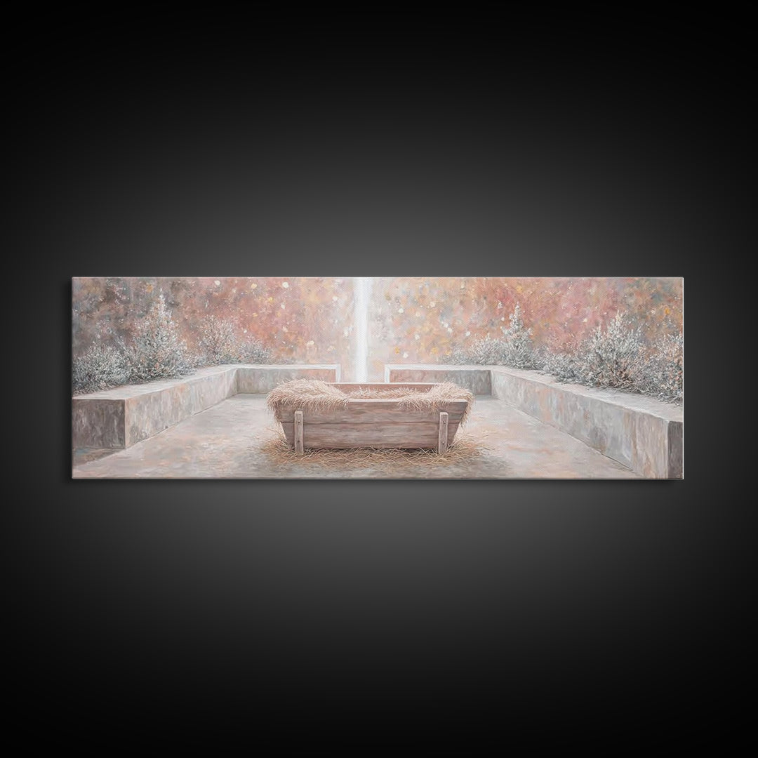 Radiant Birth Glory – Framed Canvas Print – Panoramic Art – Christian Christmas Art – Christmas Wall Art – Christian Art Canvas – Christmas