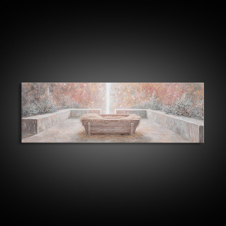 Radiant Birth Glory – Framed Canvas Print – Panoramic Art – Christian Christmas Art – Christmas Wall Art – Christian Art Canvas – Christmas