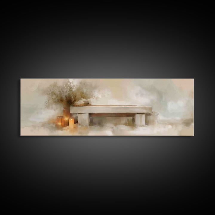 Candlelit Nativity Calm, Framed Canvas Print, Christian Wall Art, Christian Christmas, Christmas Art Prints, Panoramic Art, Christian Art C