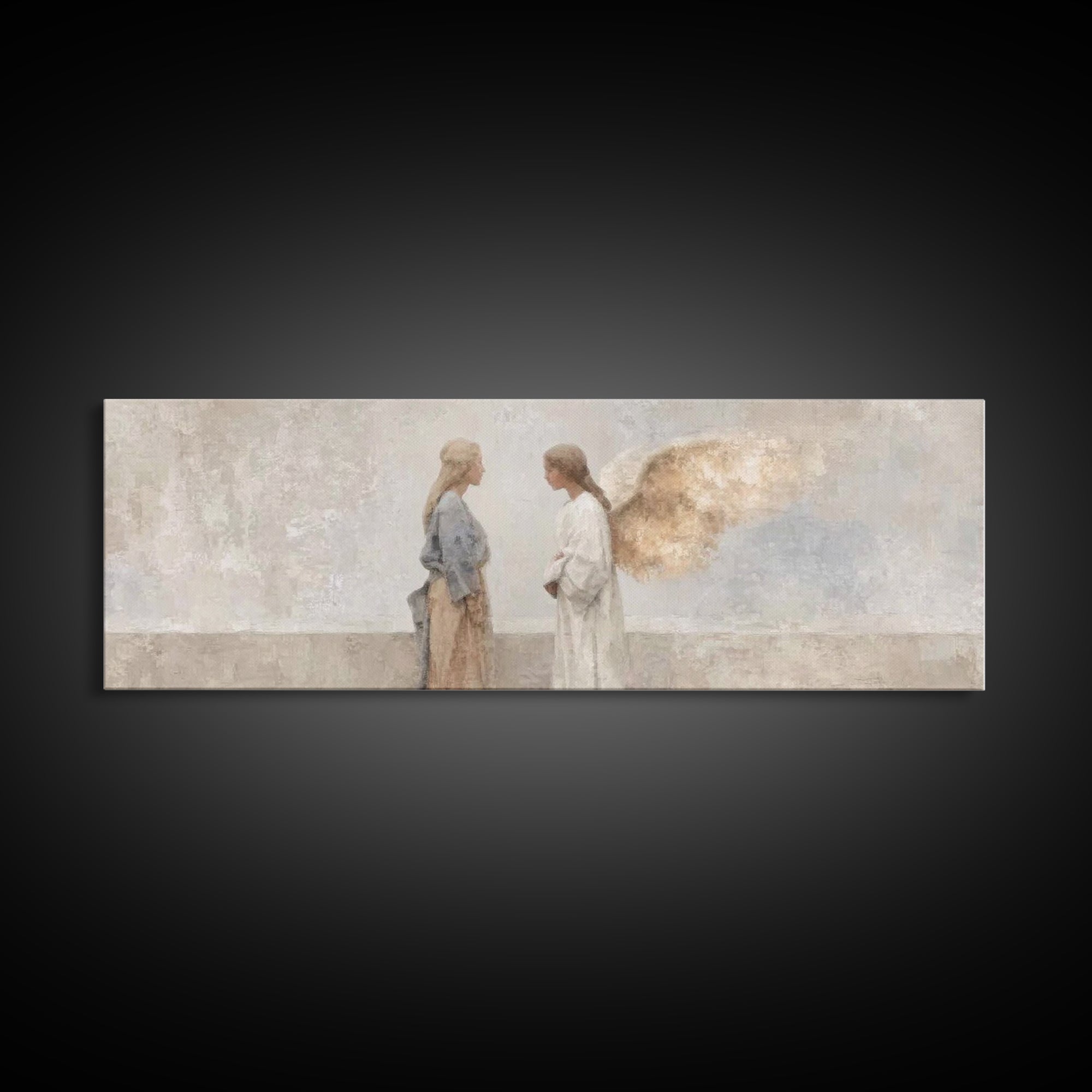 Radiant Angel Whisper – Framed Canvas Print – Christian Art Canvas – Panoramic Art – Christian Wall Art – Christmas Art – Christian Christm