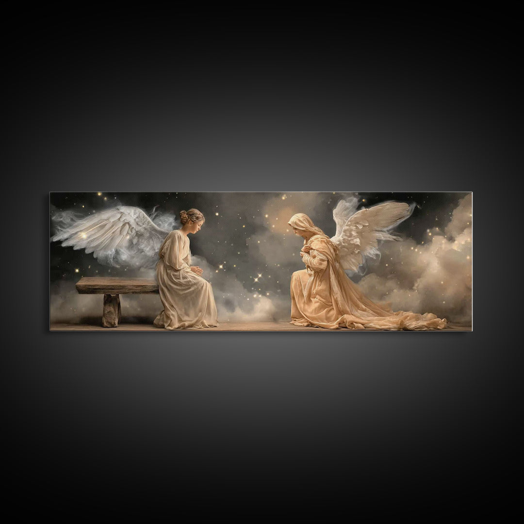Heavenly Night Reverence | Framed Canvas Print | Panoramic Painting | Christian Wall Art | Christian Art | Christian Art Canvas | Jesus Pai