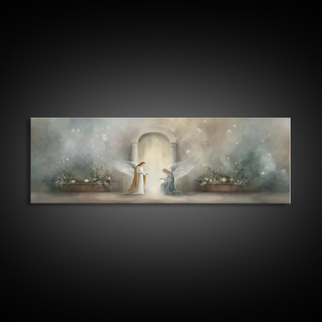 Celestial Arch Moment, Framed Canvas Print, Panoramic Painting, Christian Wall Art, Christian Art, Christian Art Canvas, Christmas Art, Jes