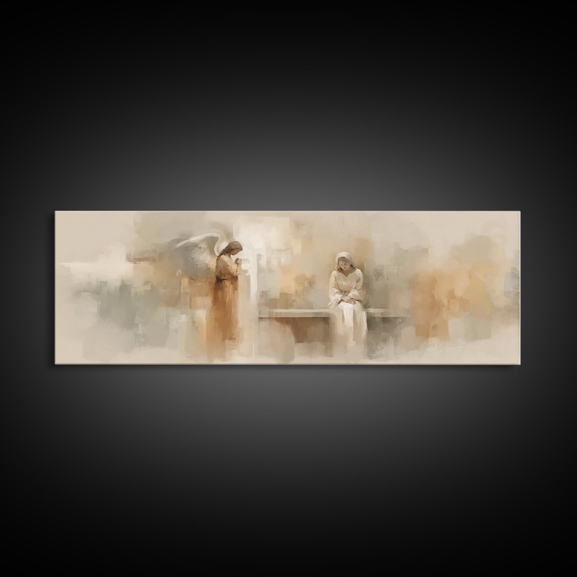 Radiant Holy Meeting – Framed Canvas Print – Panoramic Print – Christian Art Canvas – Christian Art – Christian Painting – Christmas Art –