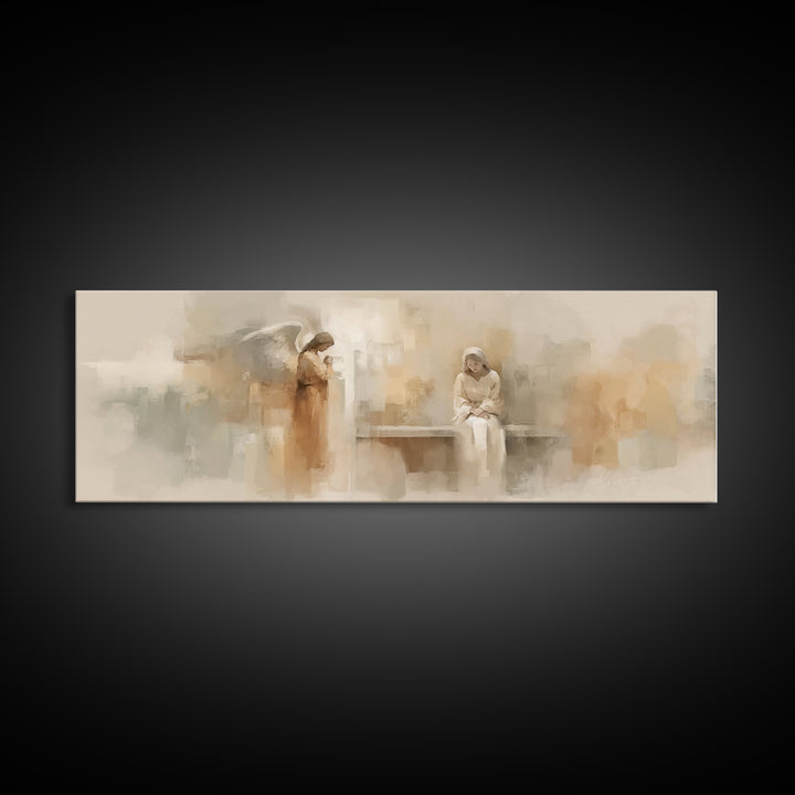 Radiant Holy Meeting – Framed Canvas Print – Panoramic Print – Christian Art Canvas – Christian Art – Christian Painting – Christmas Art –