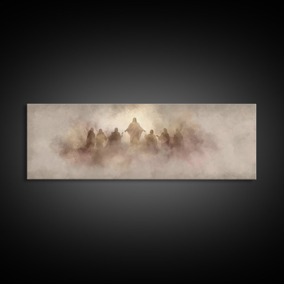Risen Light Gathering, Framed Canvas Print, Panoramic Frame, Christian Art, Christian Art Canvas, Jesus Painting, Christian Painting, Chris