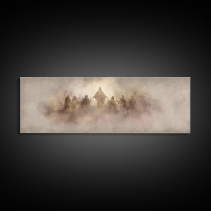 Risen Light Gathering, Framed Canvas Print, Panoramic Frame, Christian Art, Christian Art Canvas, Jesus Painting, Christian Painting, Chris