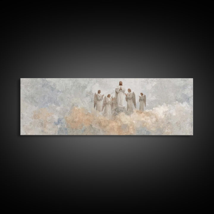 Heaven’s Exalted Praise – Framed Canvas Print – Panoramic Art – Christian Wall Art – Christian Painting – Christian Art Canvas – Jesus Art