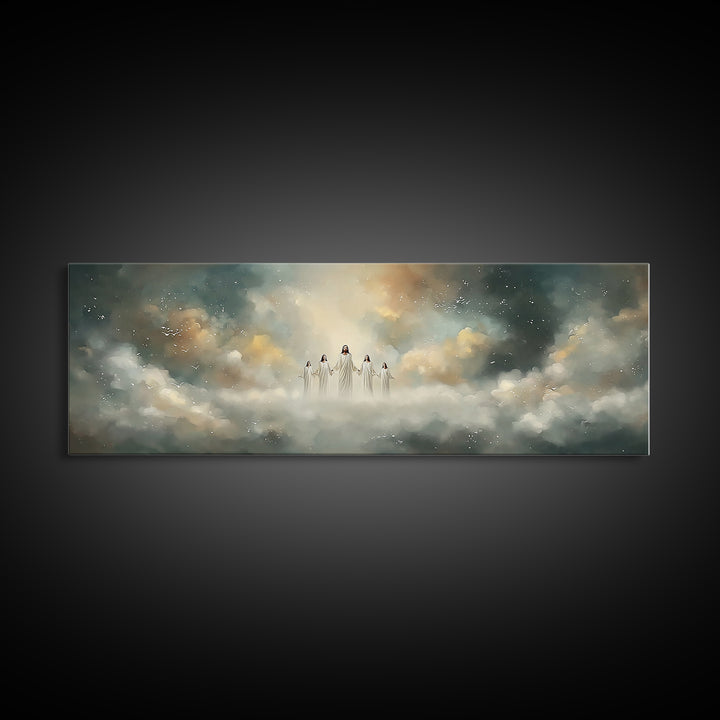 Heavenly Ascent, Framed Canvas Print, Christian Art Canvas, Jesus Painting, Panoramic Wall Art, Christian Christmas Art, Modern Christian A