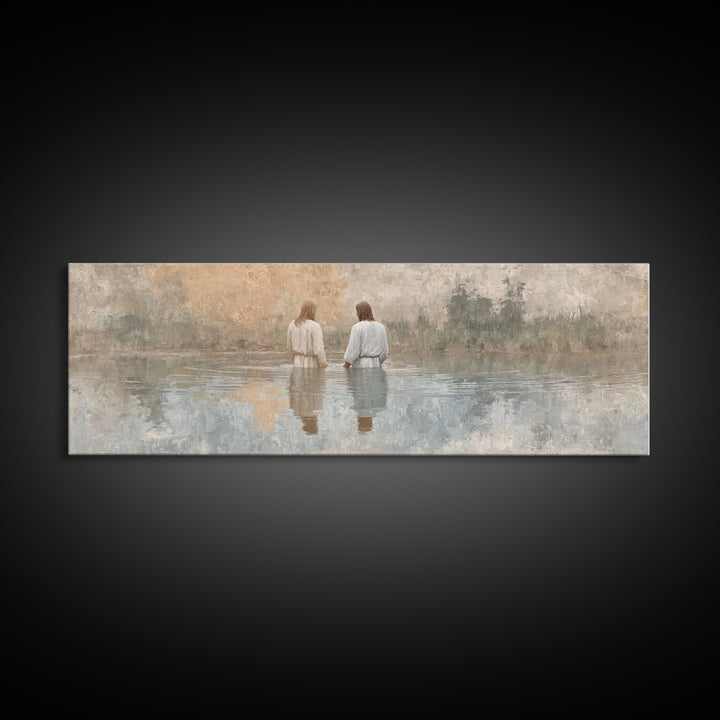 Quiet Benediction | Framed Canvas Print | Christian Wall Art | Jesus Painting | Panoramic Print | Christian Art Gift | Christmas Canvas Wal