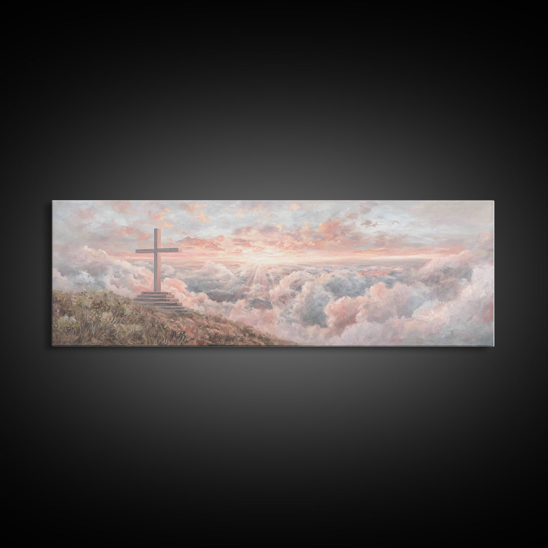 Cloudrise Redemption – Framed Canvas Print – Christian Wall Art – Christian Art Canvas – Panoramic Art – Christian Gift
