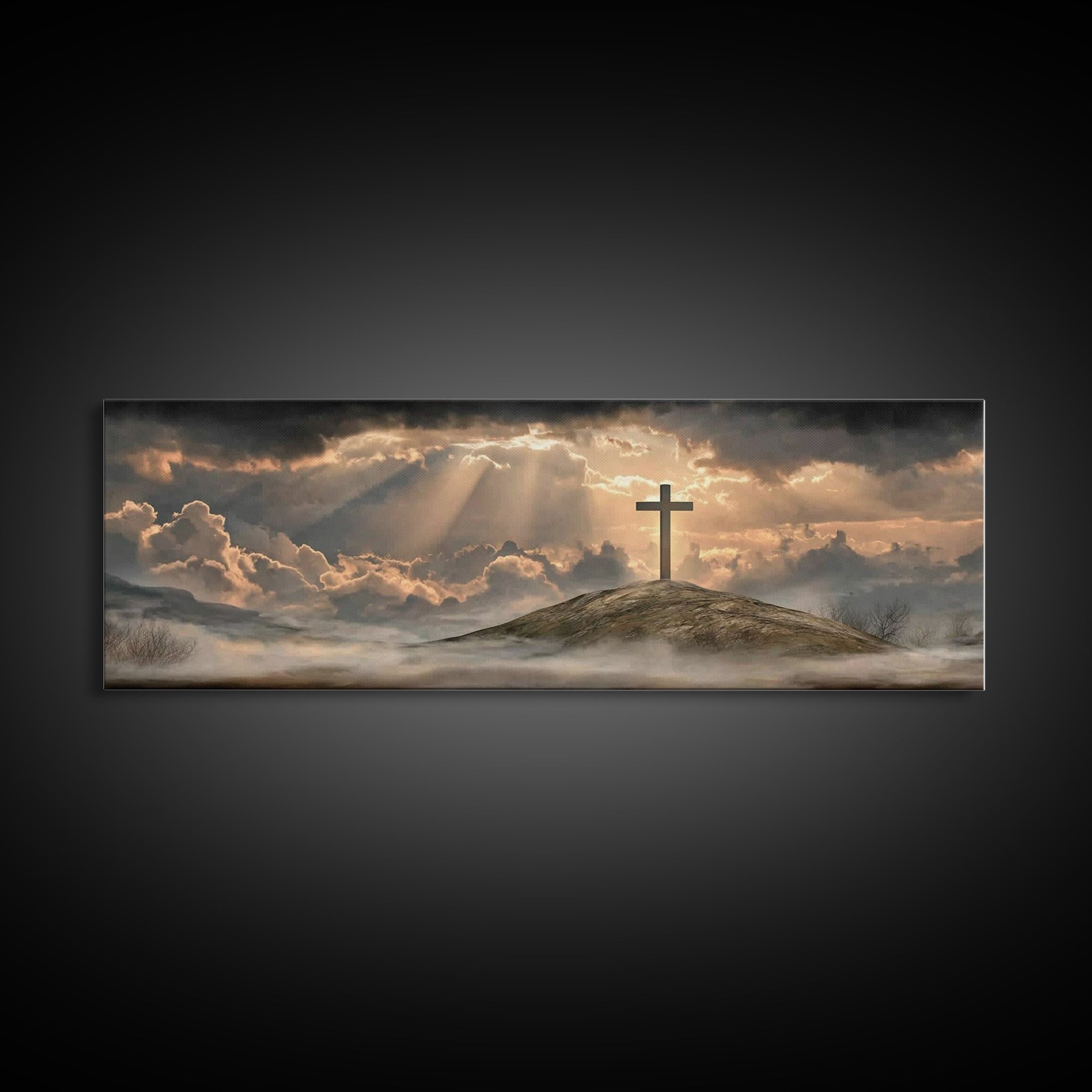 Lamb Of Grace – Framed Canvas Print – Christian Wall Art – Christian Art Canvas – Panoramic Painting – Christian Decor