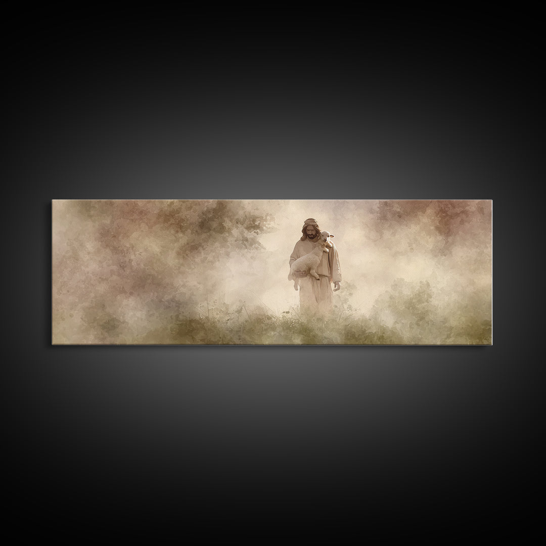 Cross Horizon Storm | Framed Canvas Print | Christian Wall Art | Christian Art Canvas | Panoramic Wall Art | Christian Gift