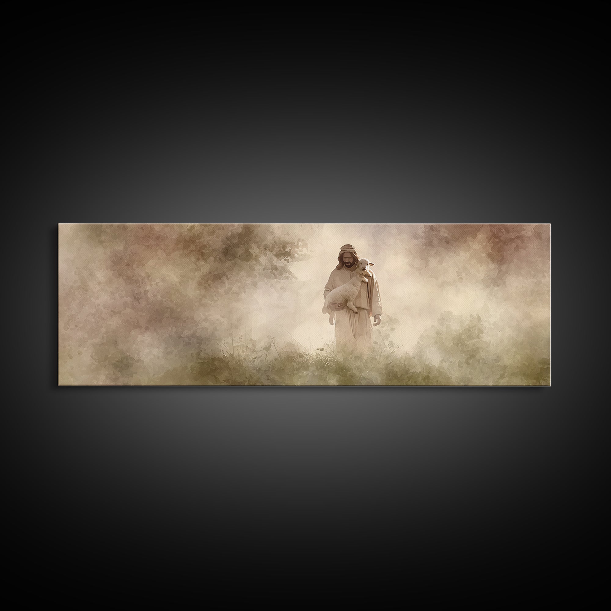 Cross Horizon Storm | Framed Canvas Print | Christian Wall Art | Christian Art Canvas | Panoramic Wall Art | Christian Gift