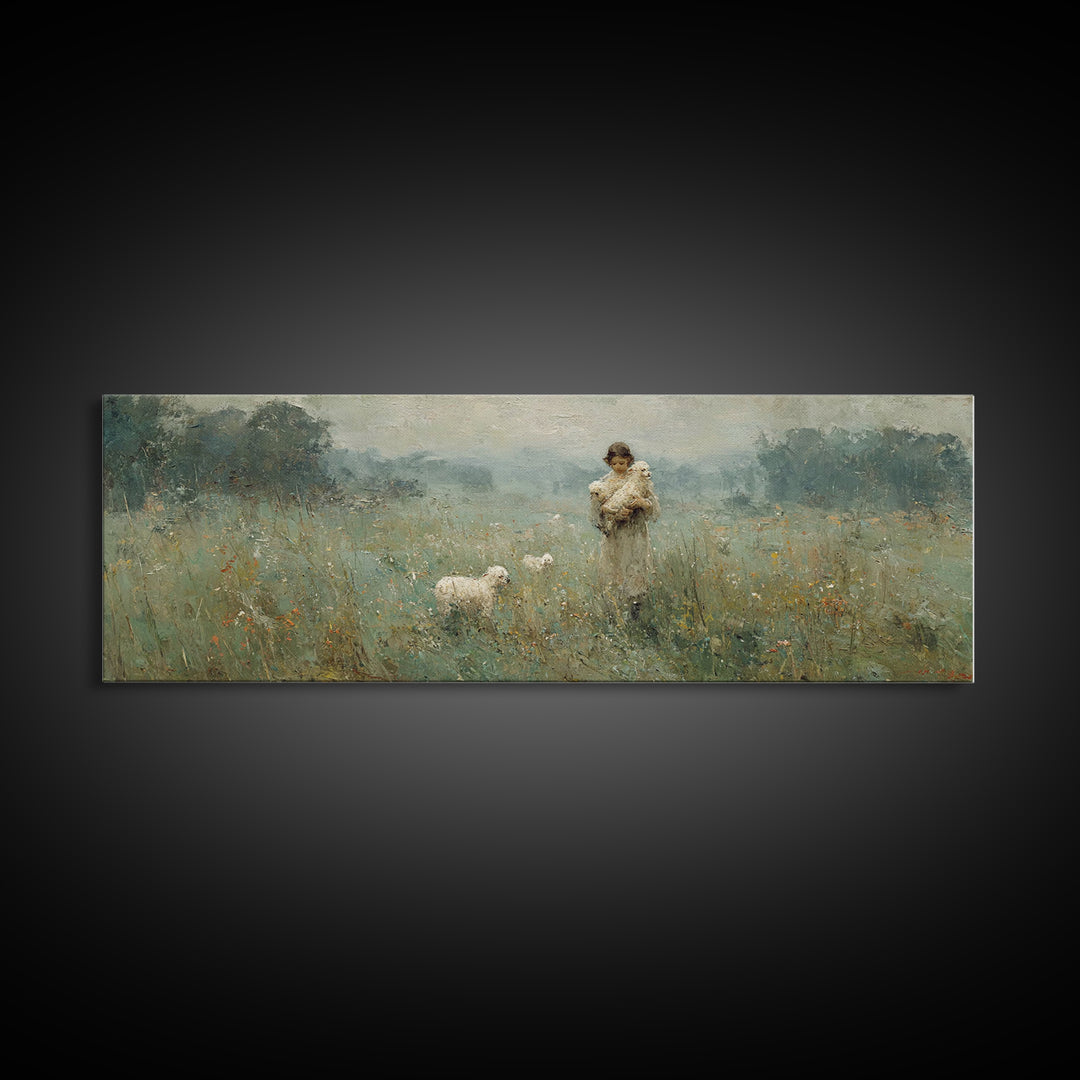 Field Of Compassion – Framed Canvas Print – Christian Art Canvas – Christian Christmas Art – Jesus Painting – Panoramic Frame – Christian D