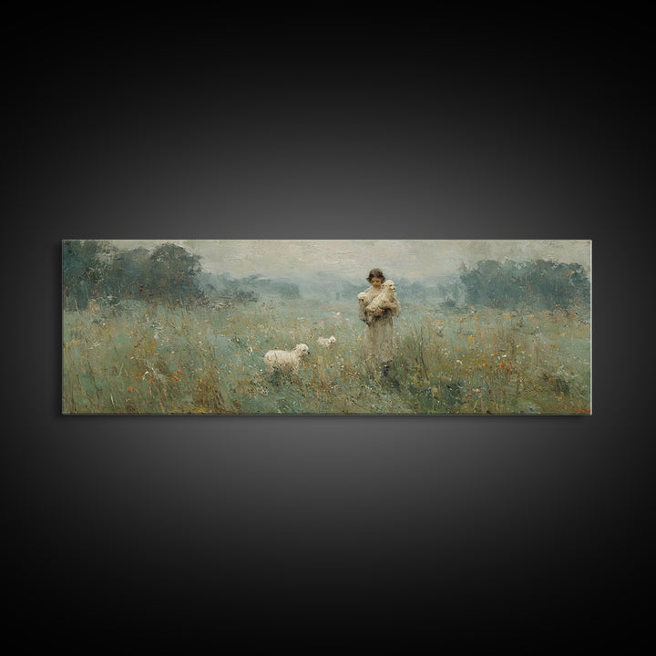 Field Of Compassion – Framed Canvas Print – Christian Art Canvas – Christian Christmas Art – Jesus Painting – Panoramic Frame – Christian D