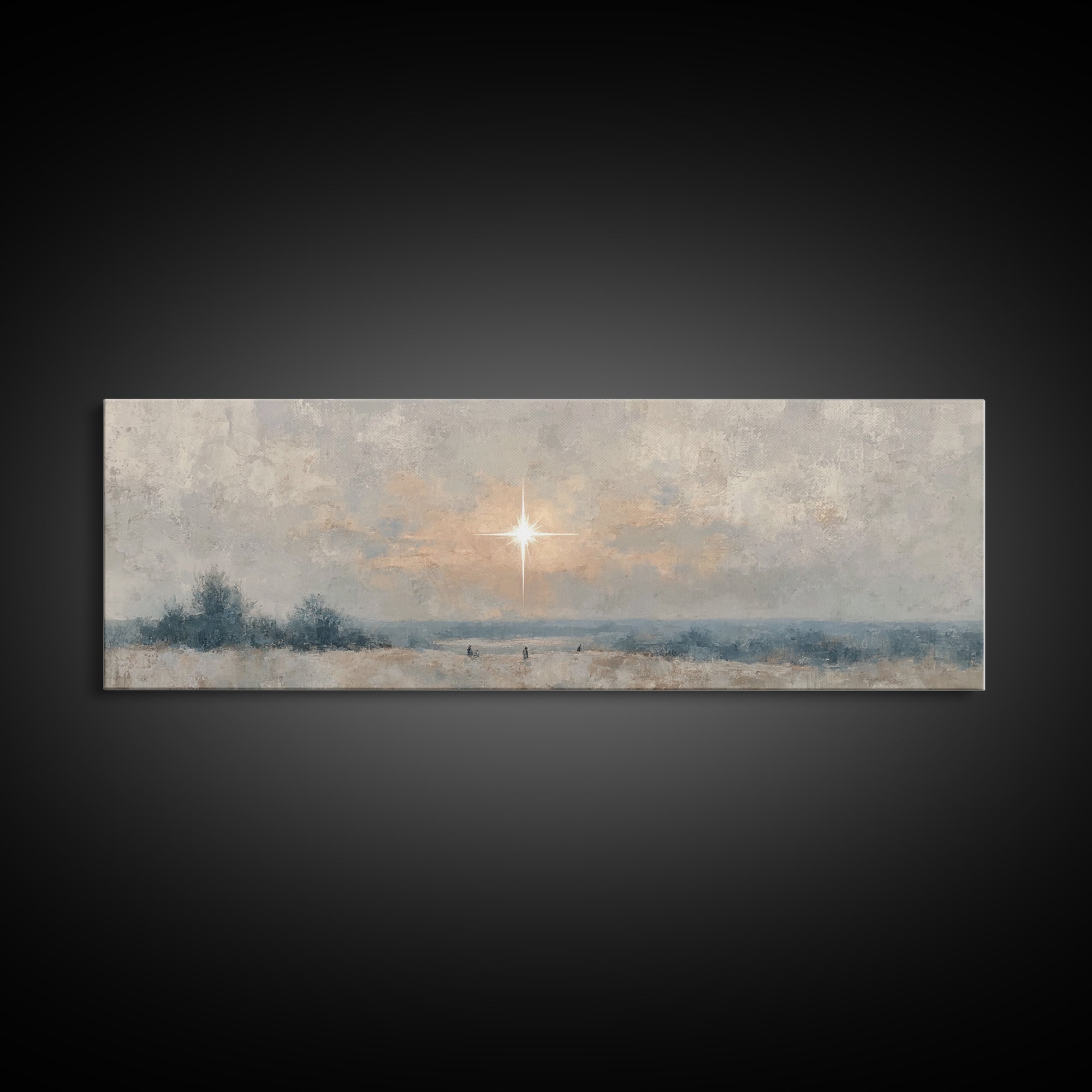 Holy Desert Hush – Framed Canvas Print – Christian Art Canvas – Panoramic Painting – Christmas Art – Christian Wall Art – Jesus Painting