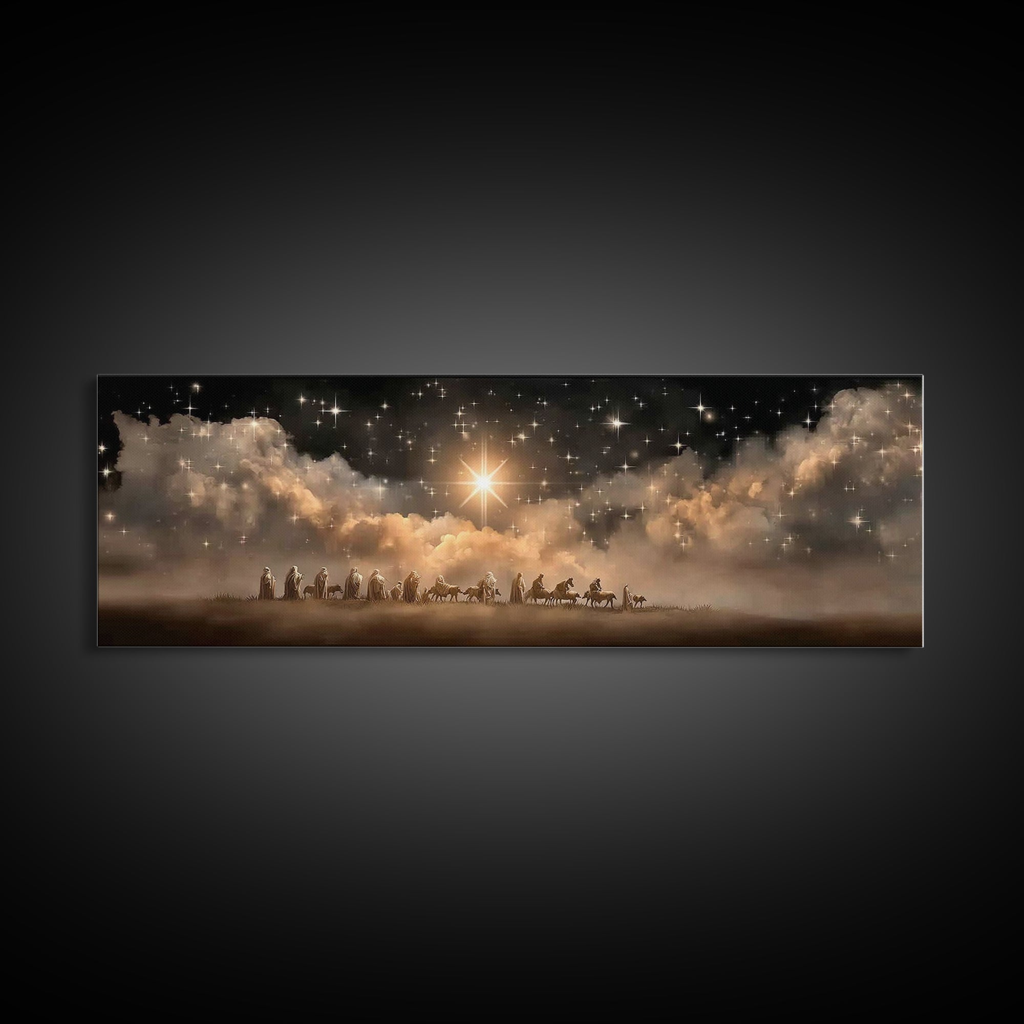 The Guiding Star – Framed Canvas Print – Christian Wall Art – Christmas Art – Panoramic Art – Christian Art Canvas – Jesus Christmas Art