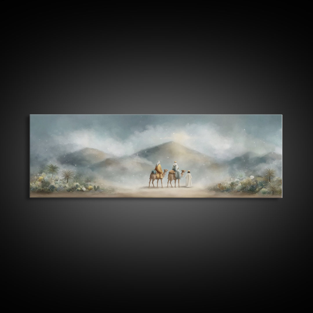 Desert Star Rising | Framed Canvas Print | Christian Painting | Panoramic Print | Christmas Art Framed | Christian Art Canvas | Holiday Chr