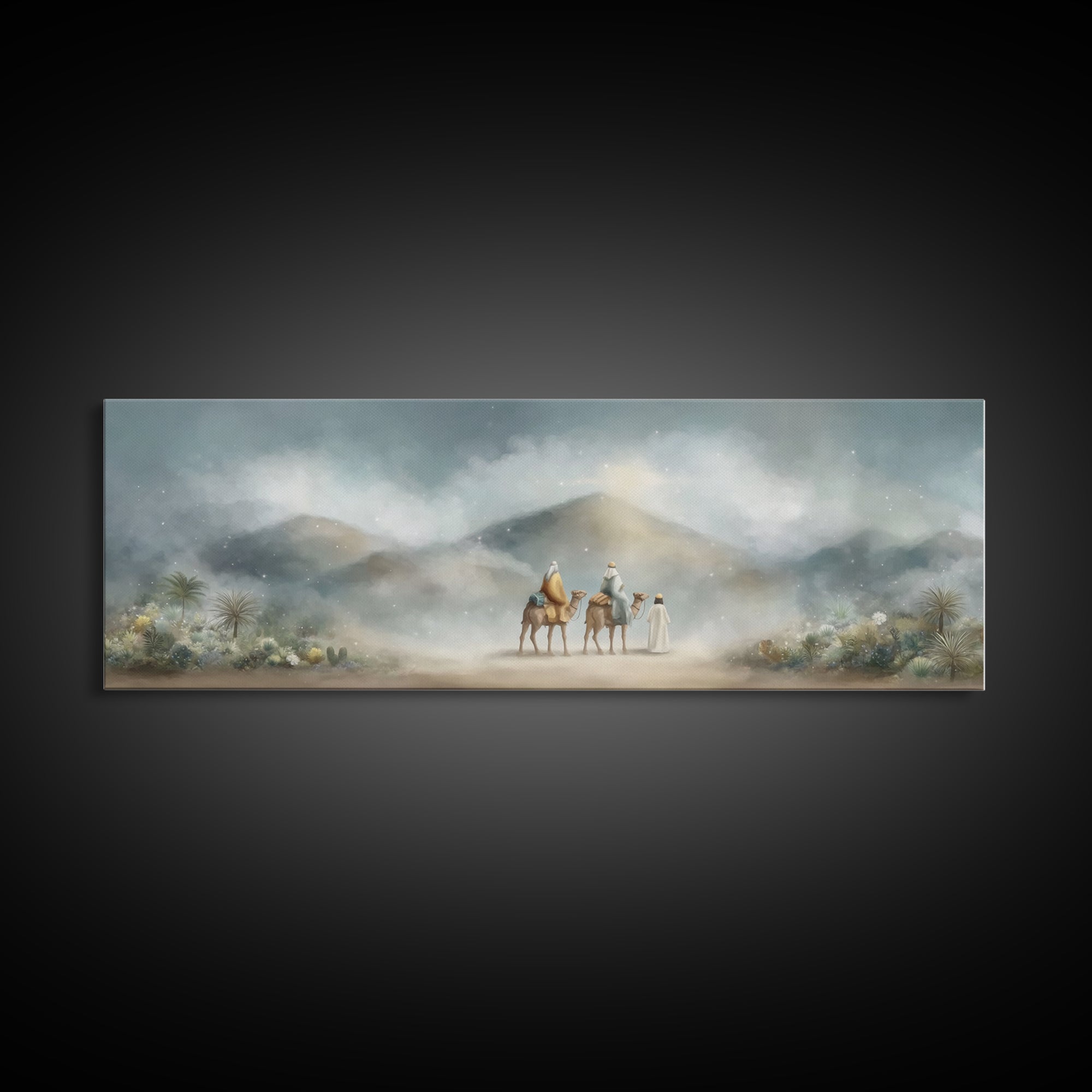 Desert Star Rising | Framed Canvas Print | Christian Painting | Panoramic Print | Christmas Art Framed | Christian Art Canvas | Holiday Chr