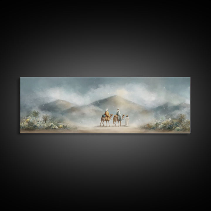 Desert Star Rising | Framed Canvas Print | Christian Painting | Panoramic Print | Christmas Art Framed | Christian Art Canvas | Holiday Chr