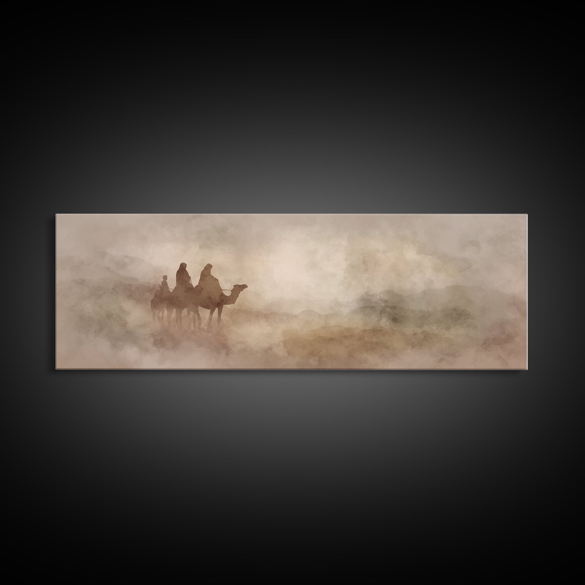 Wilderness Pilgrimage, Framed Canvas Print, Christian Art Print, Panoramic Art, Christmas Art Work, Christian Decor For Home, Christian Can