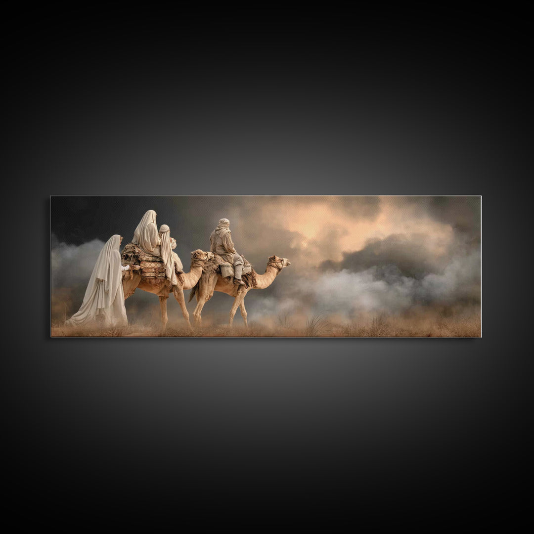 Sacred Caravan – Framed Canvas Print – Christian Wall Art – Panoramic Painting – Christmas Art – Christian Art Work – Christian Christmas A