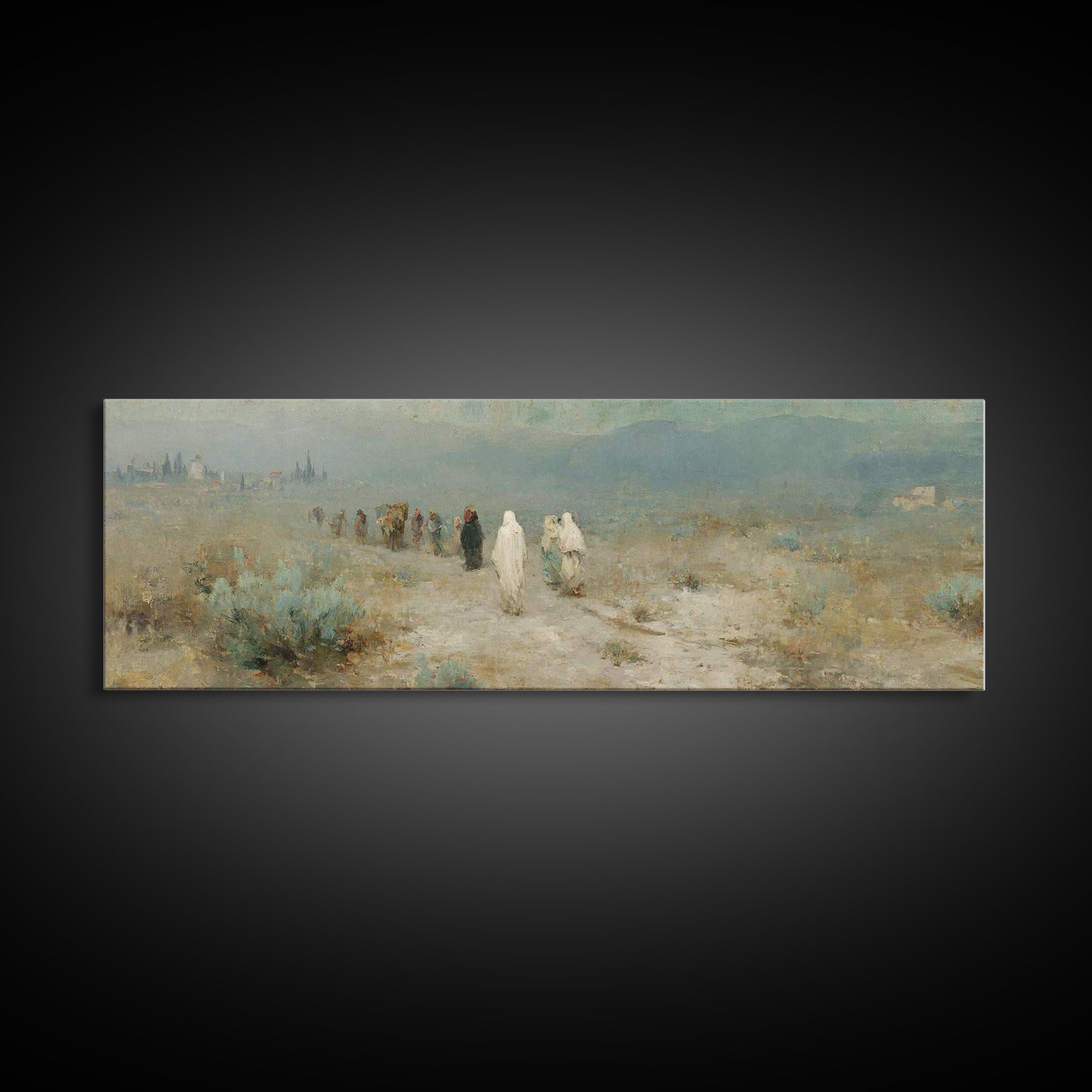 Wandering Saints Path – Framed Canvas Print – Christian Art Canvas – Panoramic Wall Art – Christian Decor – Christmas Art – Christian Paint